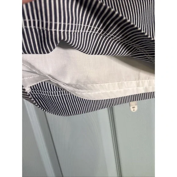 Talbots womens skirt blue and white stripe buttons in front lined. Sz 4 Petite - Picture 3 of 13